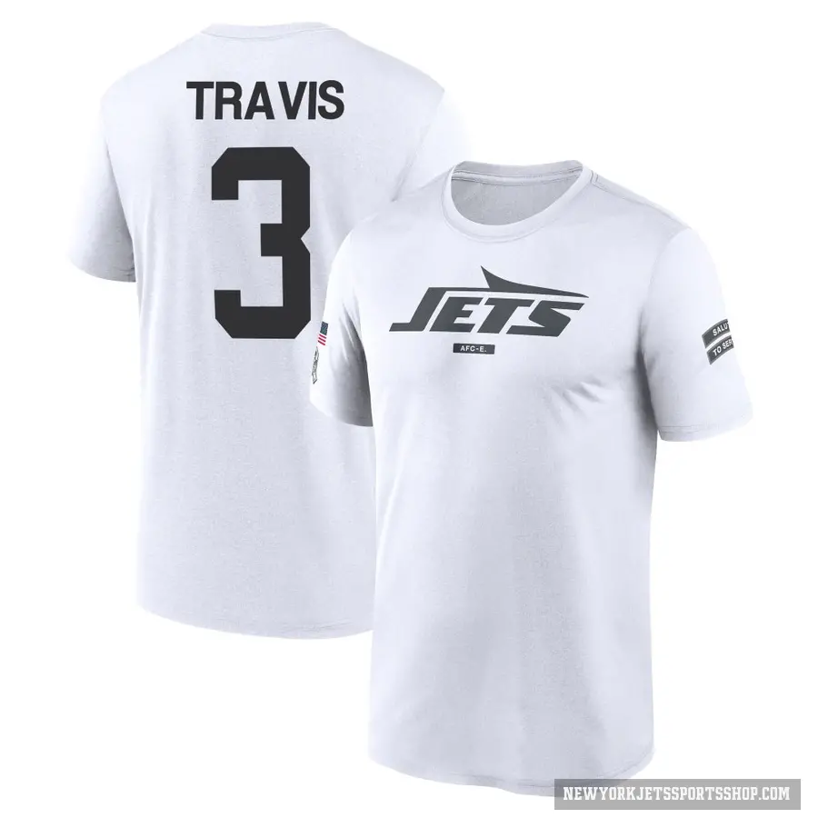 Youth ＃3 Jordan Travis New York Jets White 2024 Salute to Service Performance T-Shirt