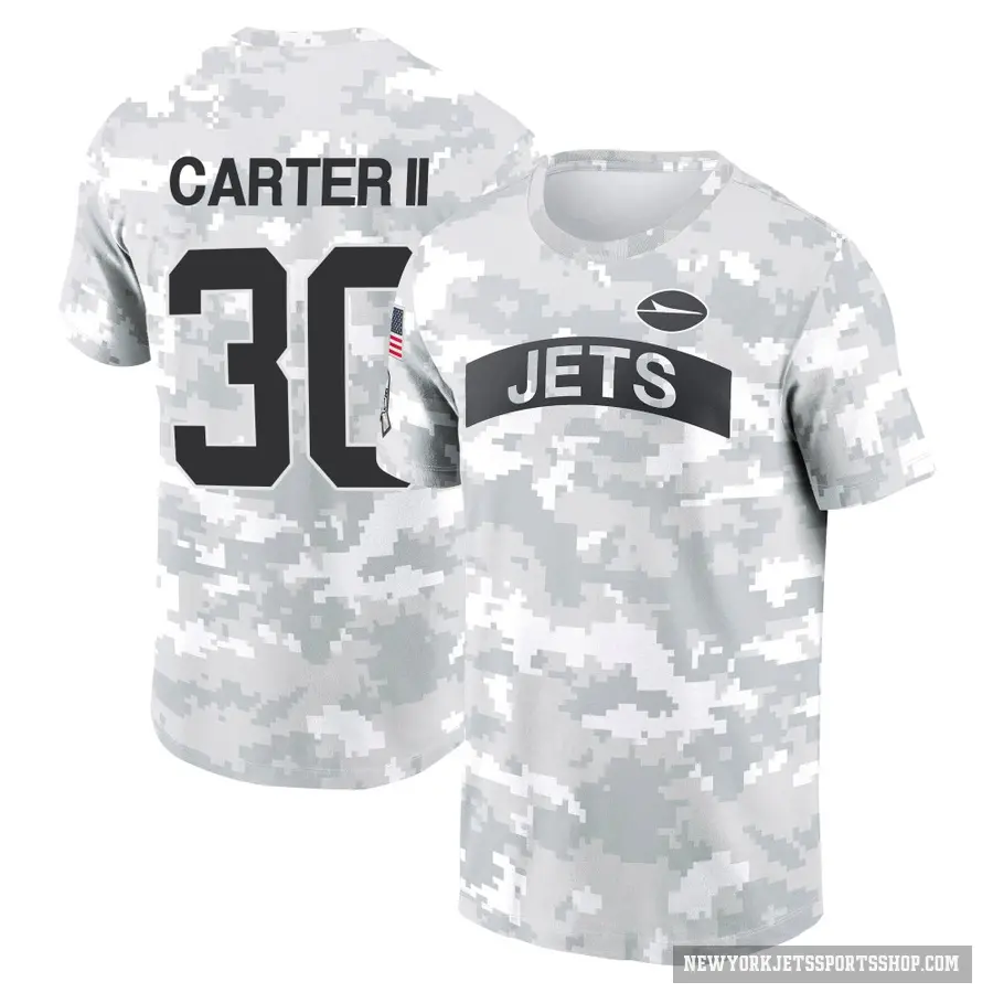 Youth ＃30 Michael Carter II New York Jets Camo Arctic 2024 Salute to Service Performance T-Shirt