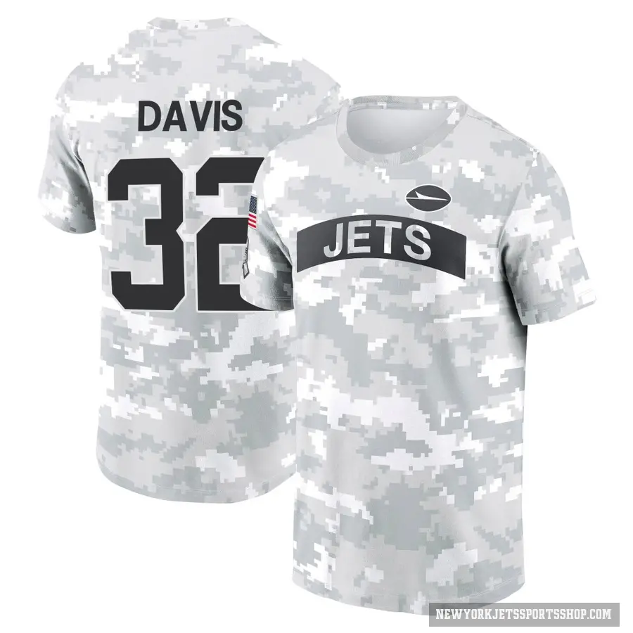 Youth ＃32 Isaiah Davis New York Jets Camo Arctic 2024 Salute to Service Performance T-Shirt