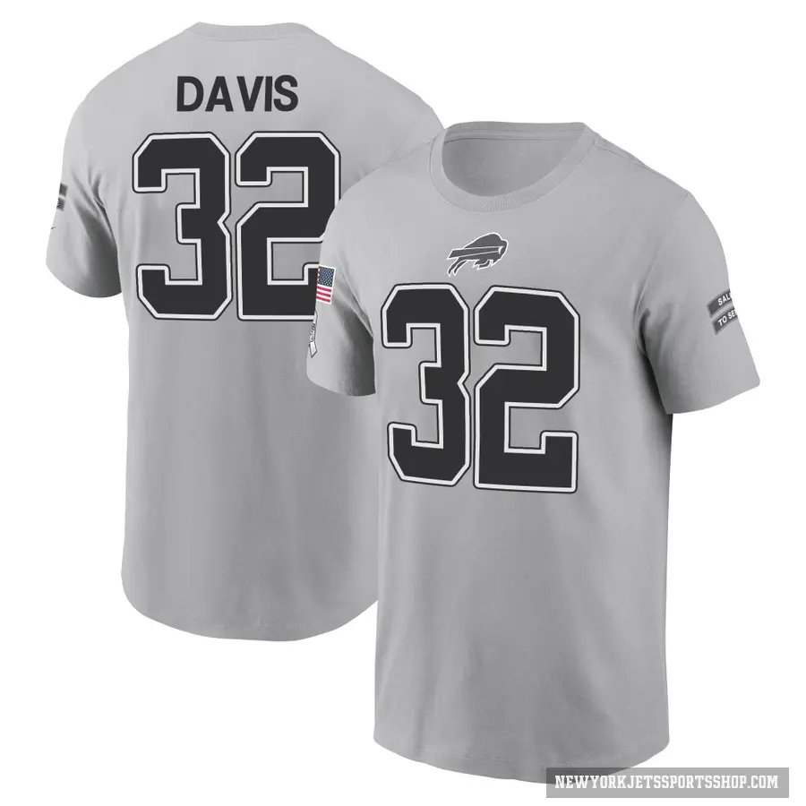 Youth ＃32 Isaiah Davis New York Jets Gray 2024 Salute to Service T-Shirt