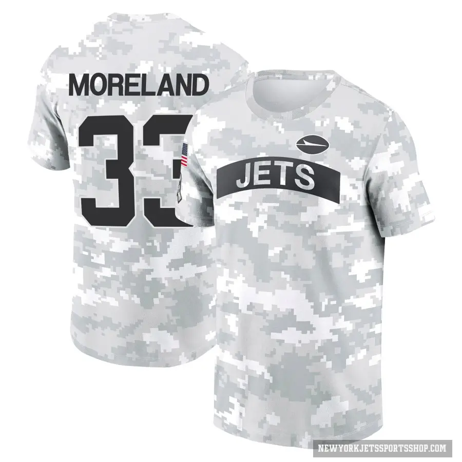 Youth ＃33 Jimmy Moreland New York Jets Camo Arctic 2024 Salute to Service Performance T-Shirt