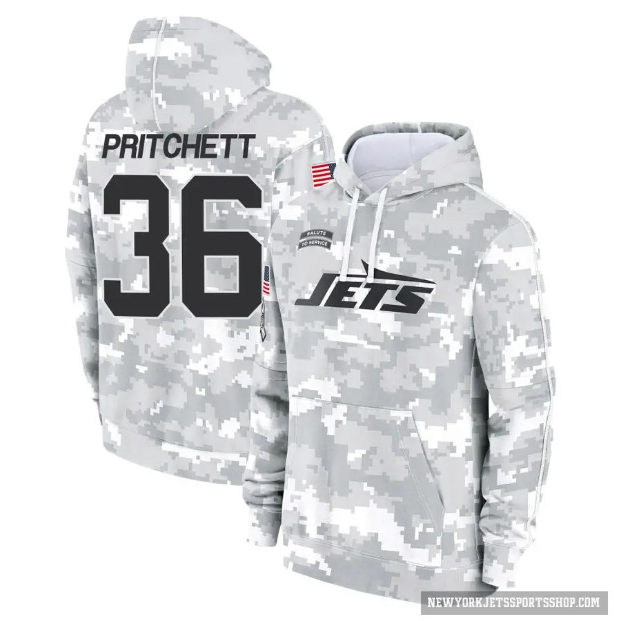 Youth ＃36 Jamaal Pritchett New York Jets Arctic Camo 2024 Salute to Service Club Fleece Pullover Hoodie