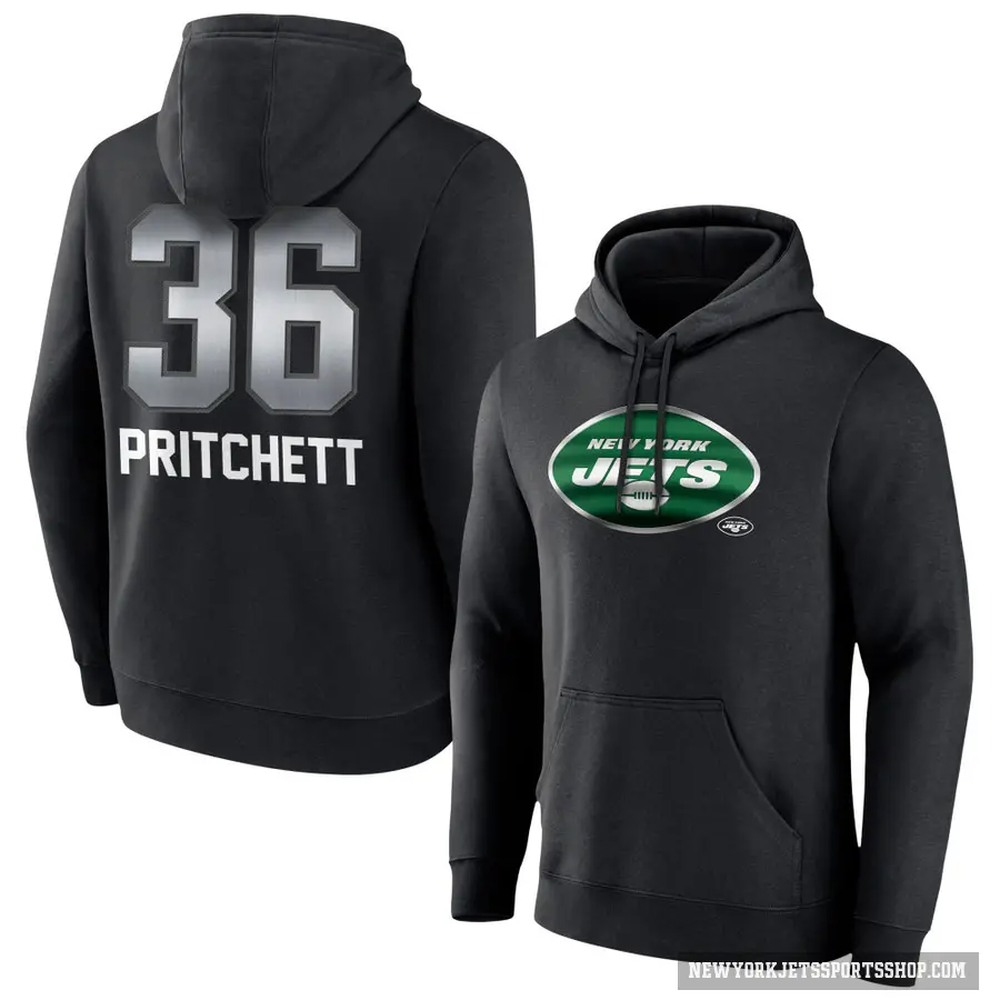 Youth ＃36 Jamaal Pritchett New York Jets Black Midnight Mascot Pullover Hoodie