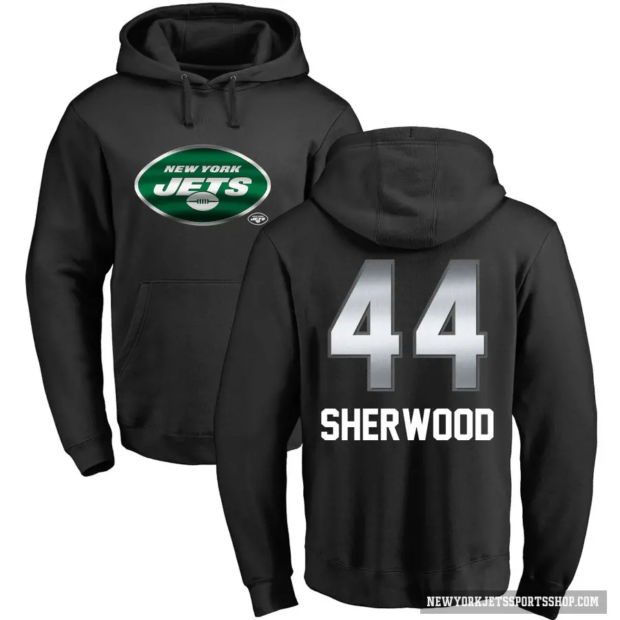 Youth ＃44 Jamien Sherwood New York Jets Black Midnight Mascot Pullover Hoodie