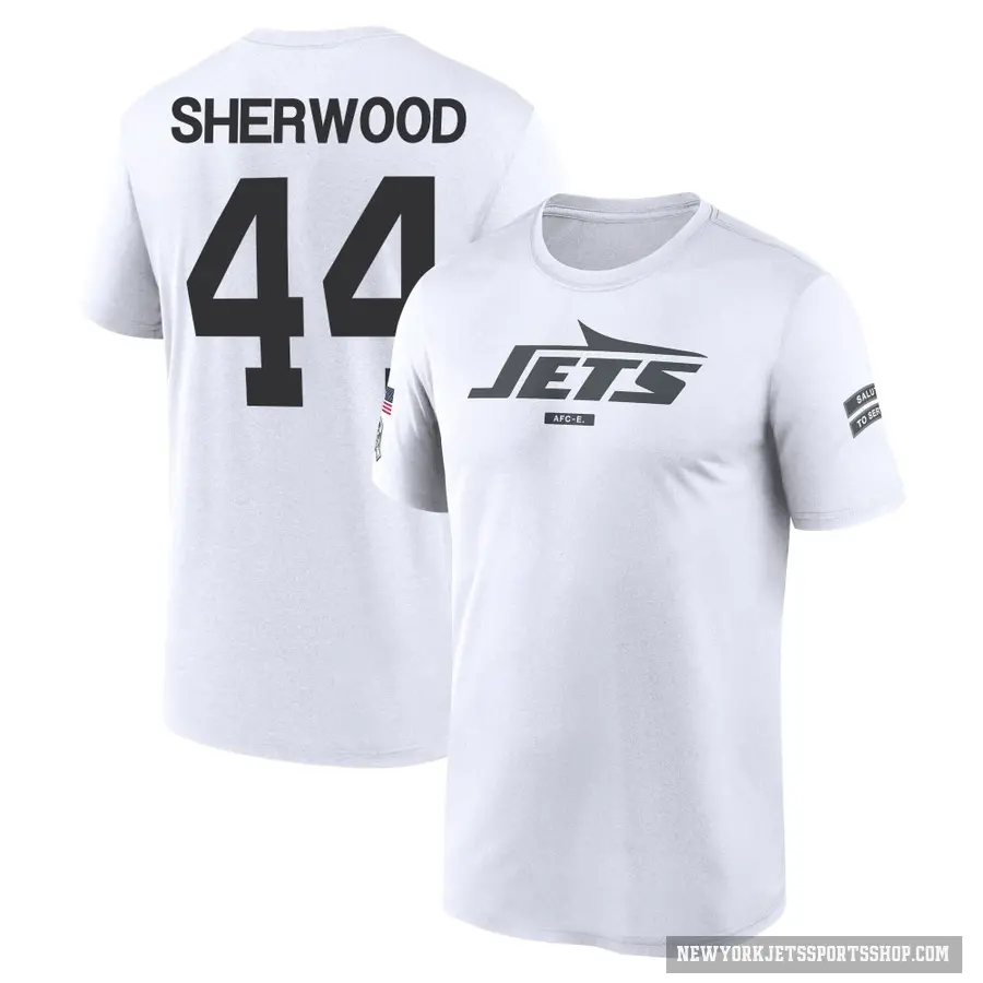 Youth ＃44 Jamien Sherwood New York Jets White 2024 Salute to Service Performance T-Shirt