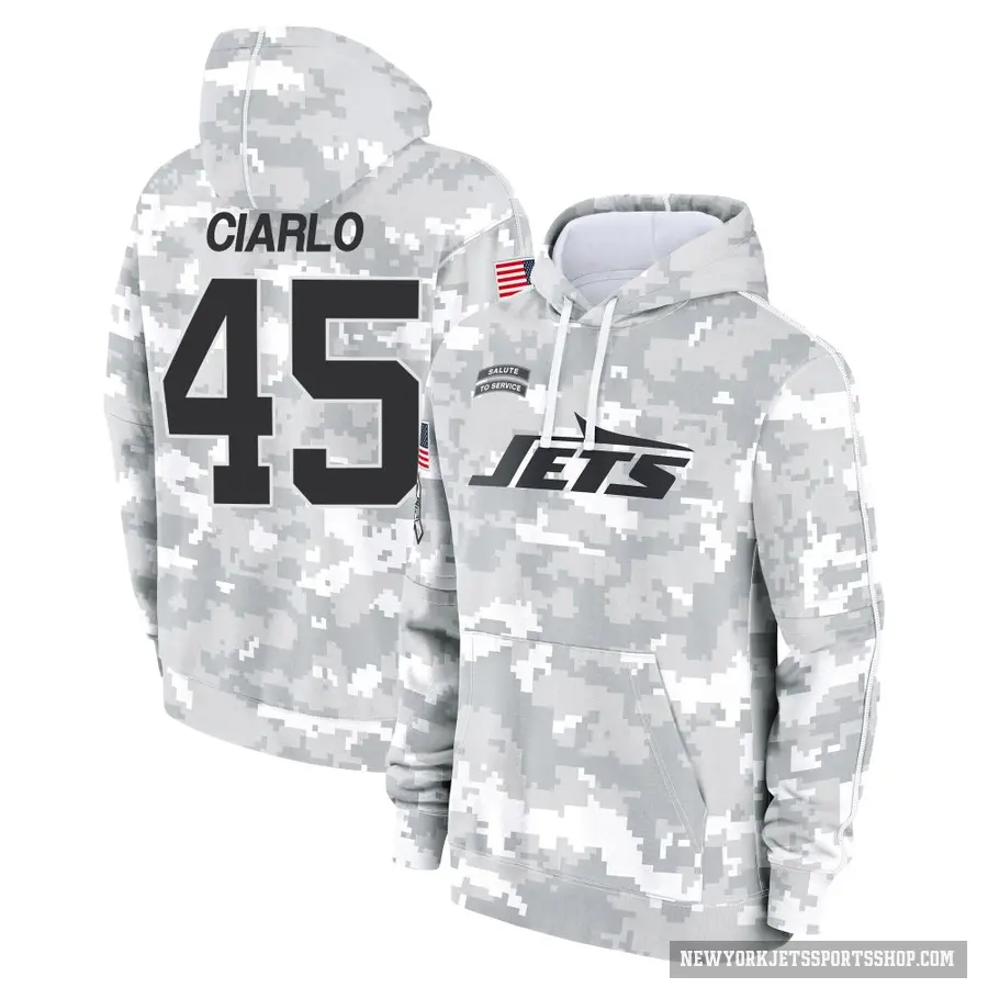 Youth ＃45 Jimmy Ciarlo New York Jets Arctic Camo 2024 Salute to Service Club Fleece Pullover Hoodie