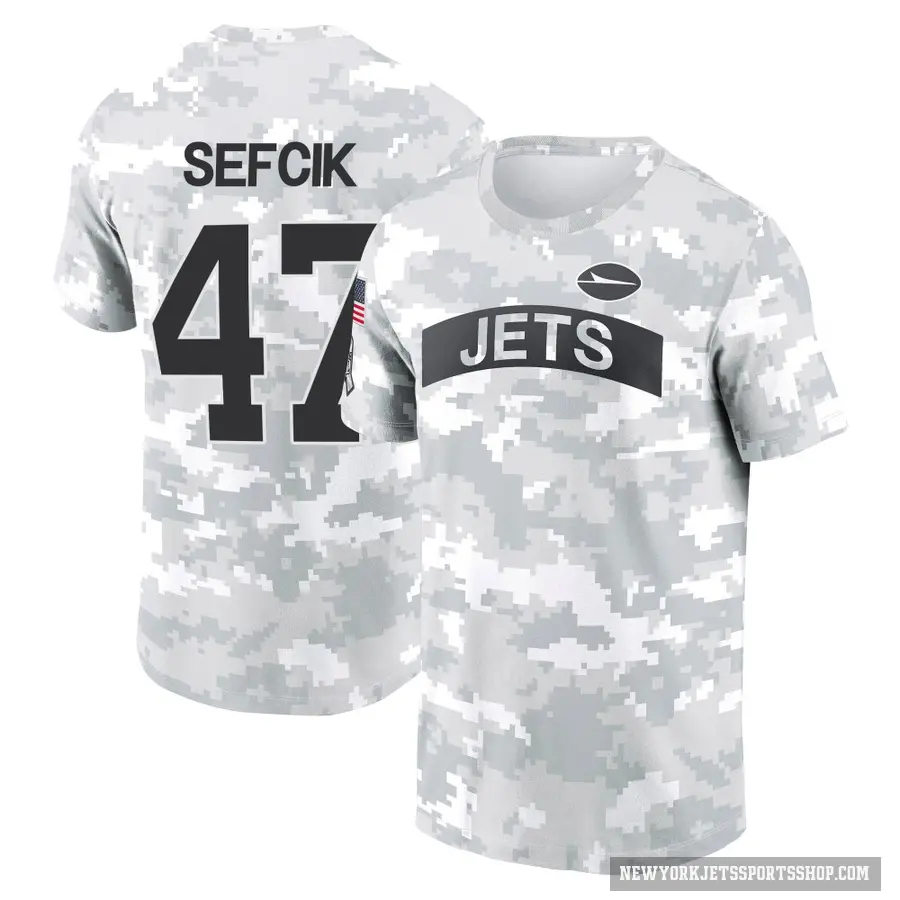 Youth ＃47 Lincoln Sefcik New York Jets Camo Arctic 2024 Salute to Service Performance T-Shirt