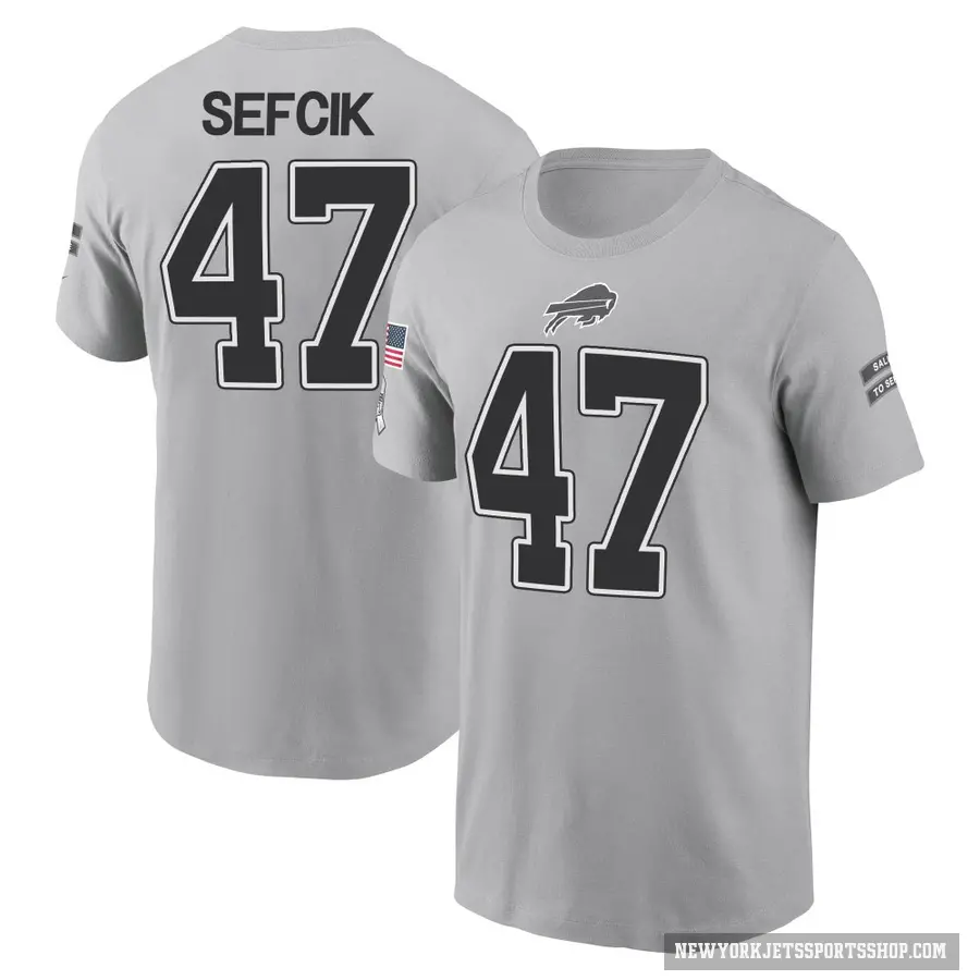 Youth ＃47 Lincoln Sefcik New York Jets Gray 2024 Salute to Service T-Shirt