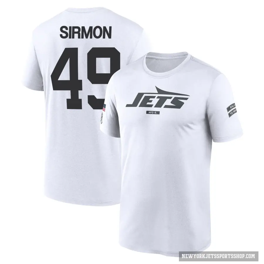 Youth ＃49 Jackson Sirmon New York Jets White 2024 Salute to Service Performance T-Shirt