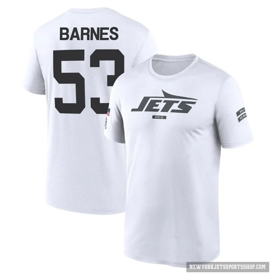 Youth ＃53 Zaire Barnes New York Jets White 2024 Salute to Service Performance T-Shirt