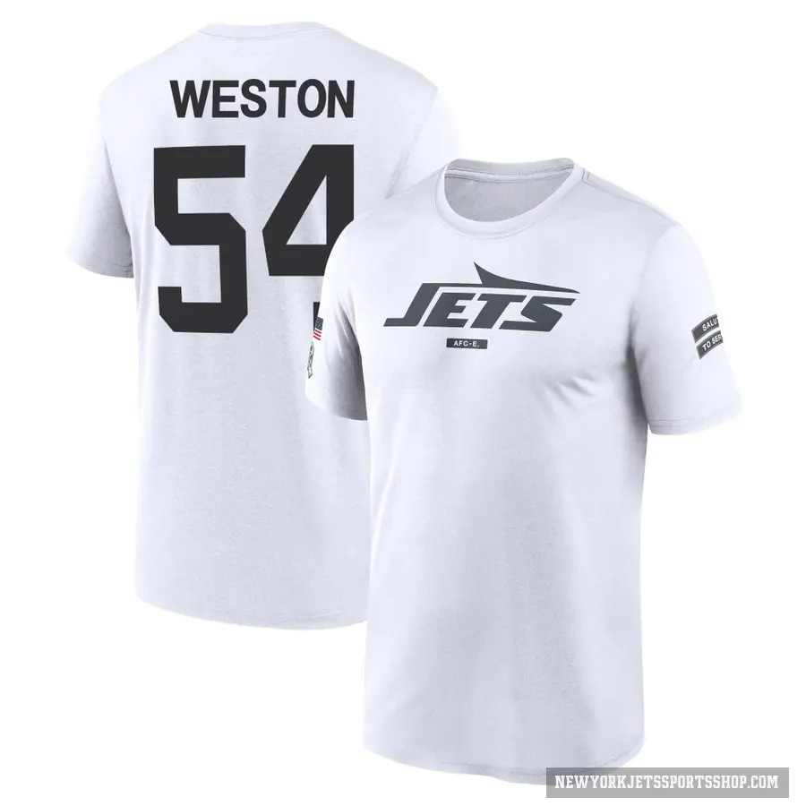 Youth ＃54 Ja'Markis Weston New York Jets White 2024 Salute to Service Performance T-Shirt