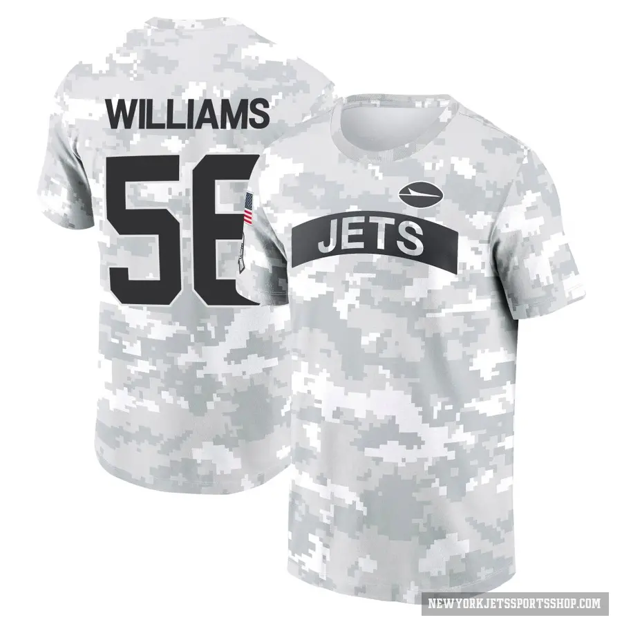 Youth ＃56 Quincy Williams New York Jets Camo Arctic 2024 Salute to Service Performance T-Shirt