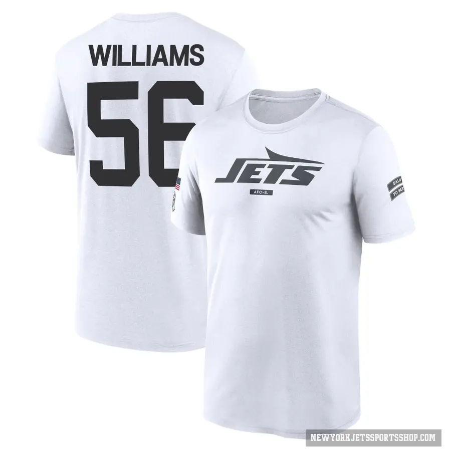 Youth ＃56 Quincy Williams New York Jets White 2024 Salute to Service Performance T-Shirt