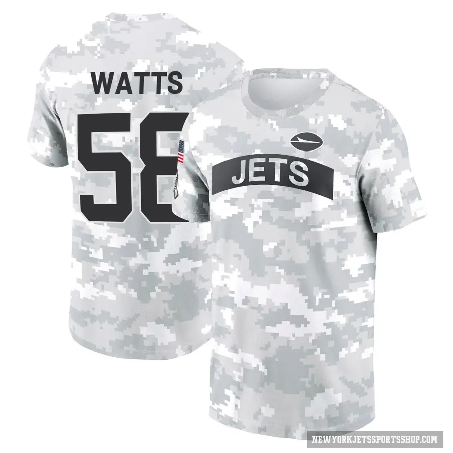 Youth ＃58 Eric Watts New York Jets Camo Arctic 2024 Salute to Service Performance T-Shirt