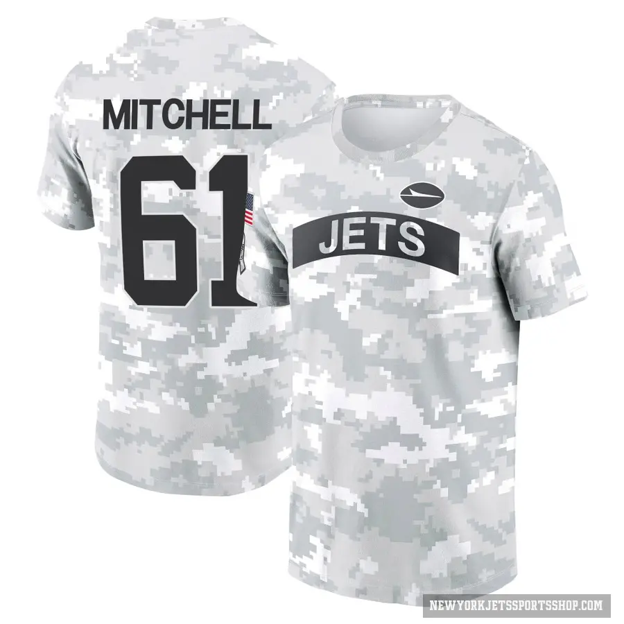 Youth ＃61 Max Mitchell New York Jets Camo Arctic 2024 Salute to Service Performance T-Shirt
