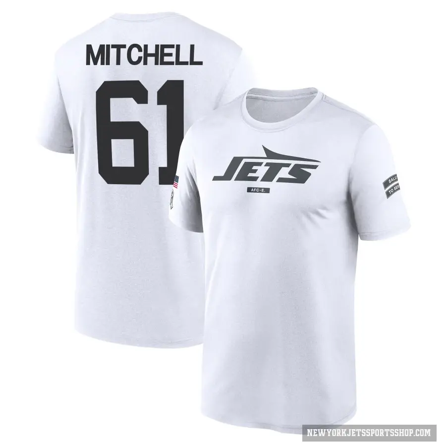 Youth ＃61 Max Mitchell New York Jets White 2024 Salute to Service Performance T-Shirt