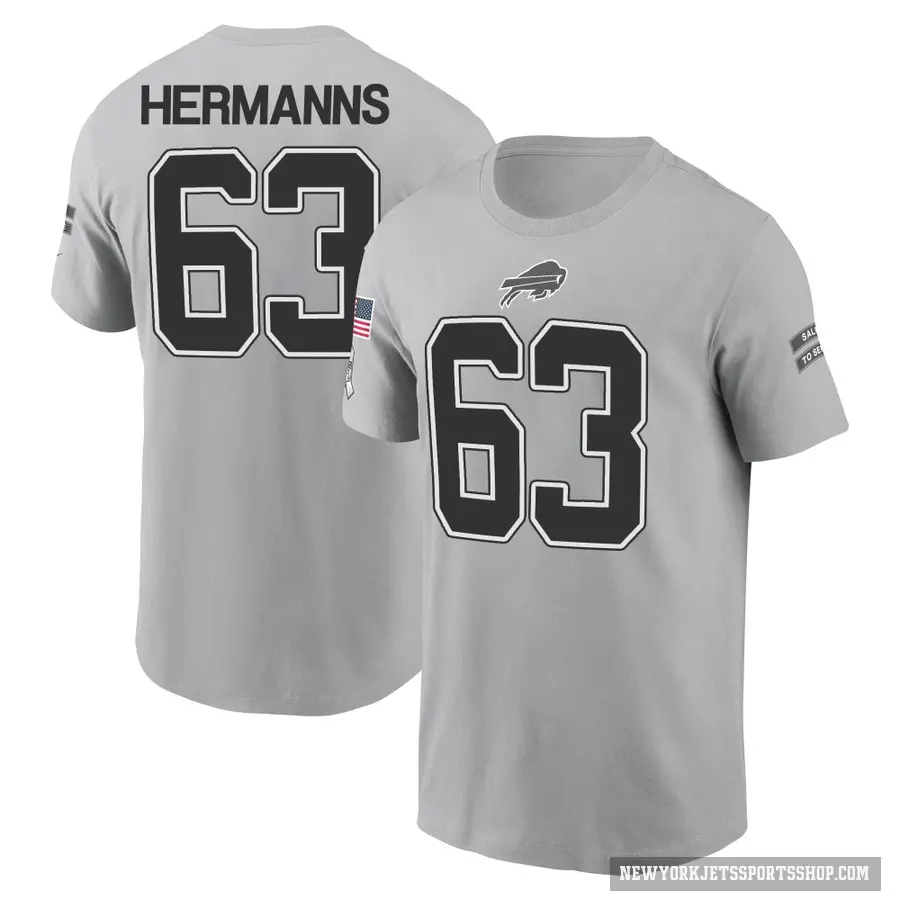 Youth ＃63 Grant Hermanns New York Jets Gray 2024 Salute to Service T-Shirt