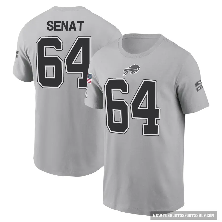 Youth ＃64 Greg Senat New York Jets Gray 2024 Salute to Service T-Shirt