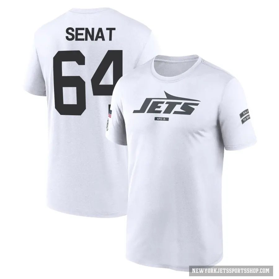 Youth ＃64 Greg Senat New York Jets White 2024 Salute to Service Performance T-Shirt