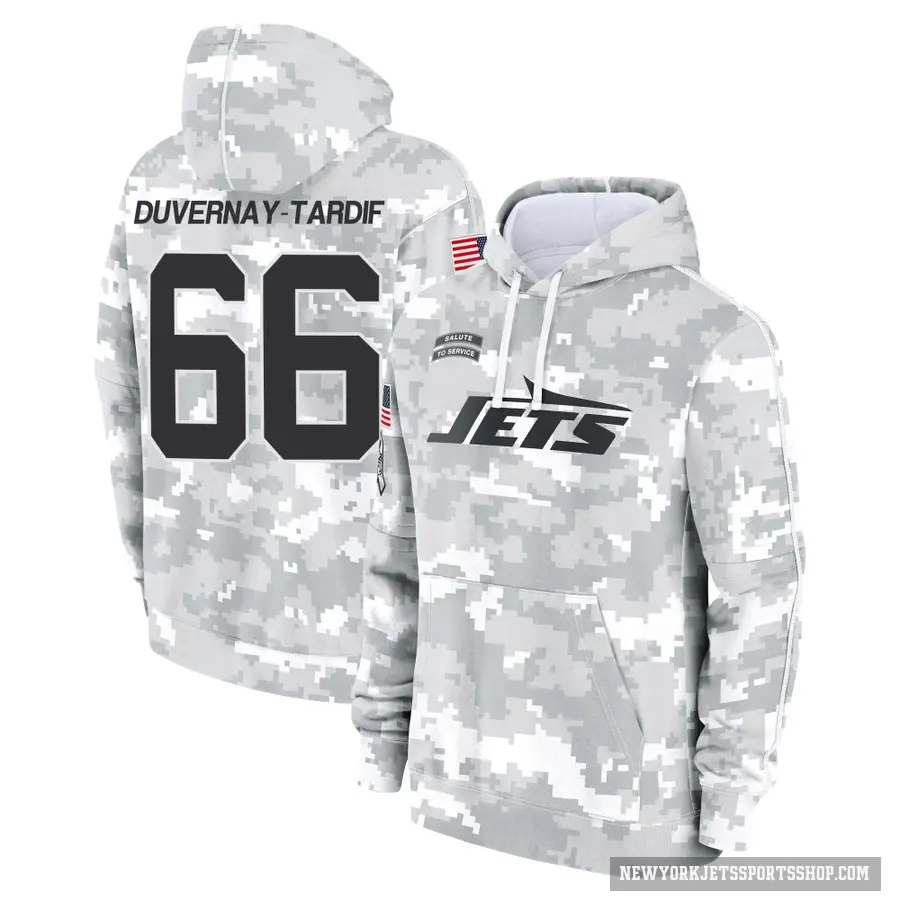 Youth ＃66 Laurent Duvernay-Tardif New York Jets Arctic Camo 2024 Salute to Service Club Fleece Pullover Hoodie