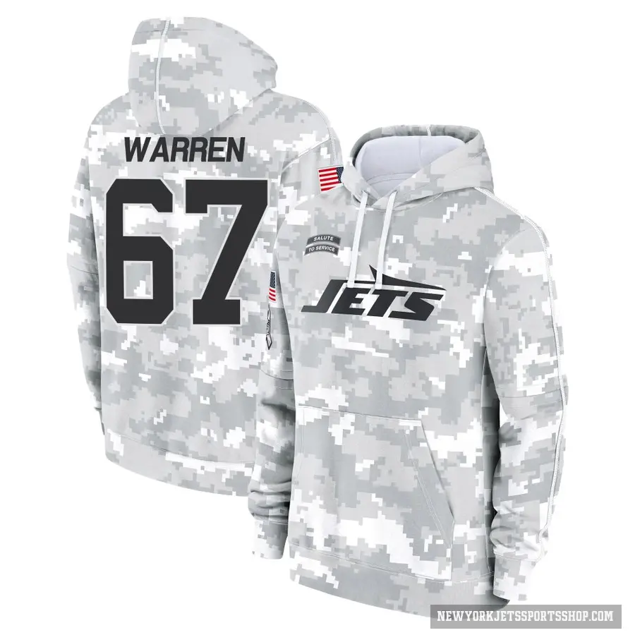 Youth ＃67 Carter Warren New York Jets Arctic Camo 2024 Salute to Service Club Fleece Pullover Hoodie