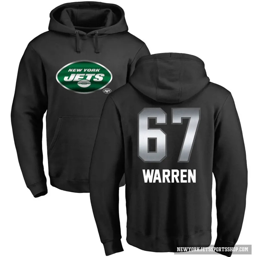 Youth ＃67 Carter Warren New York Jets Black Midnight Mascot Pullover Hoodie