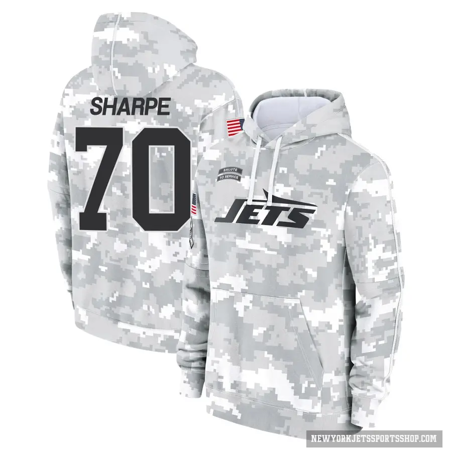 Youth ＃70 David Sharpe New York Jets Arctic Camo 2024 Salute to Service Club Fleece Pullover Hoodie