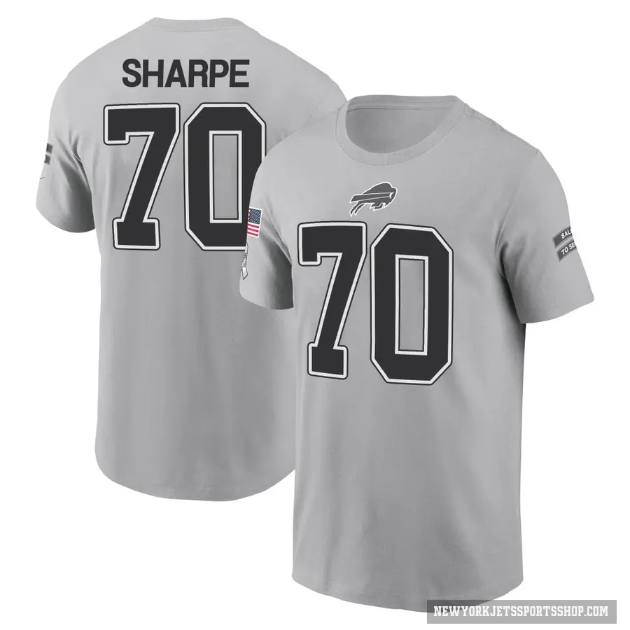 Youth ＃70 David Sharpe New York Jets Gray 2024 Salute to Service T-Shirt