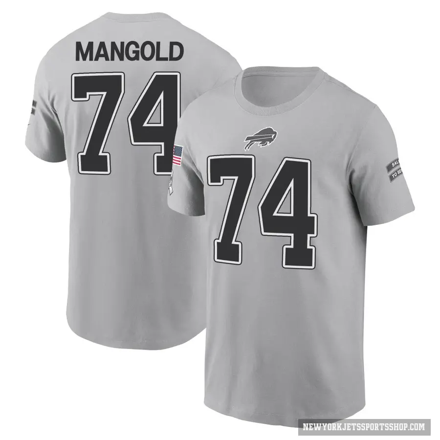 Youth ＃74 Nick Mangold New York Jets Gray 2024 Salute to Service T-Shirt