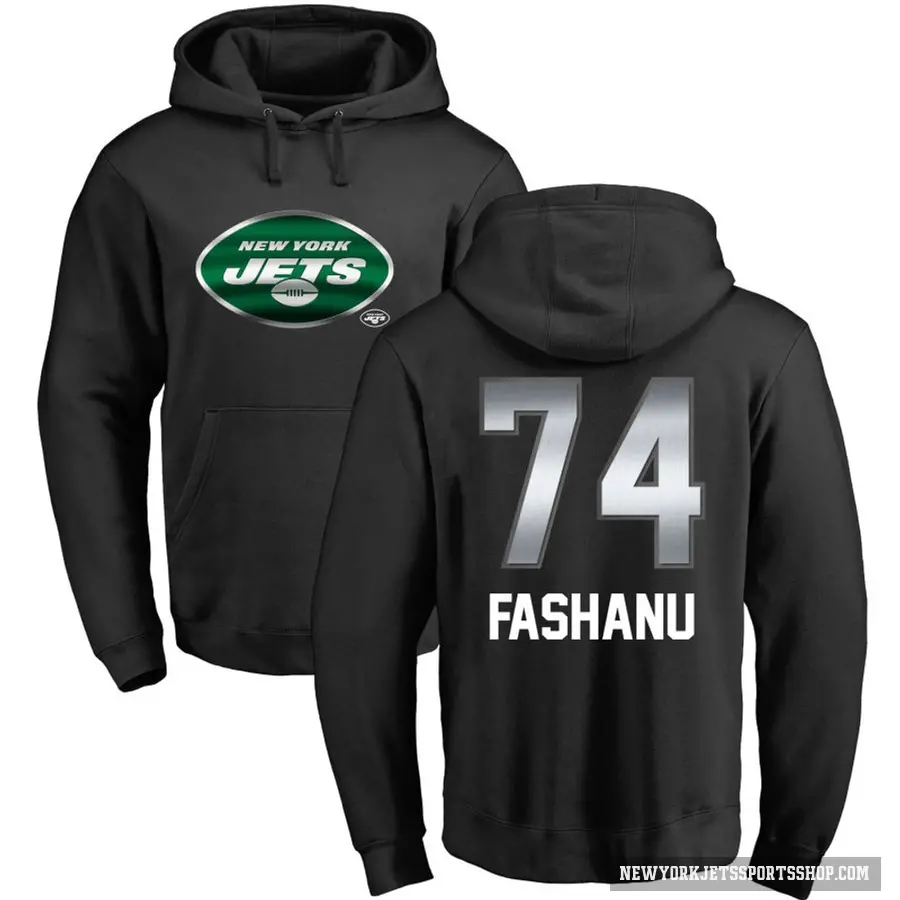 Youth ＃74 Olu Fashanu New York Jets Black Midnight Mascot Pullover Hoodie