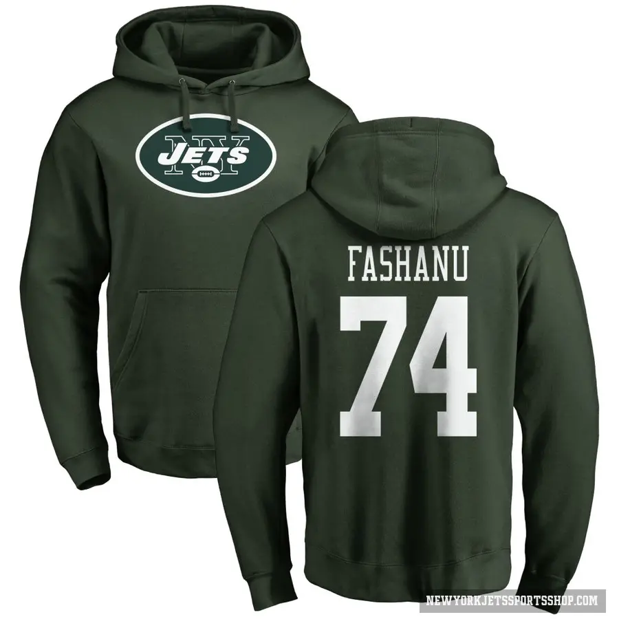 Youth ＃74 Olu Fashanu New York Jets Green Pro Line Logo Pullover Hoodie