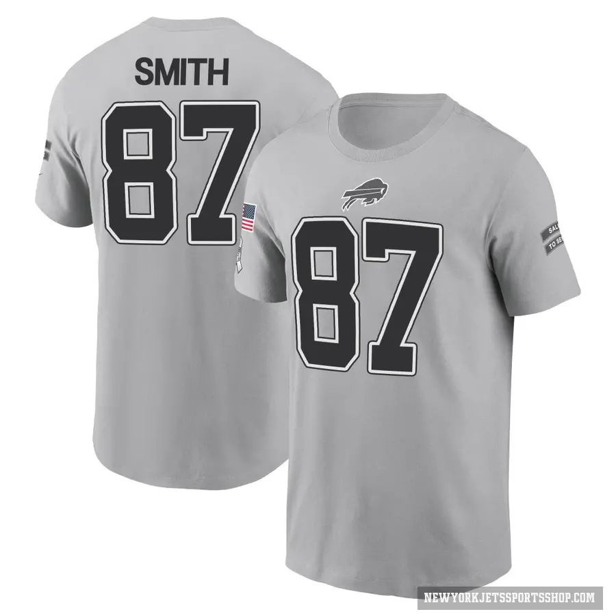 Youth ＃87 Brandon Smith New York Jets Gray 2024 Salute to Service T-Shirt