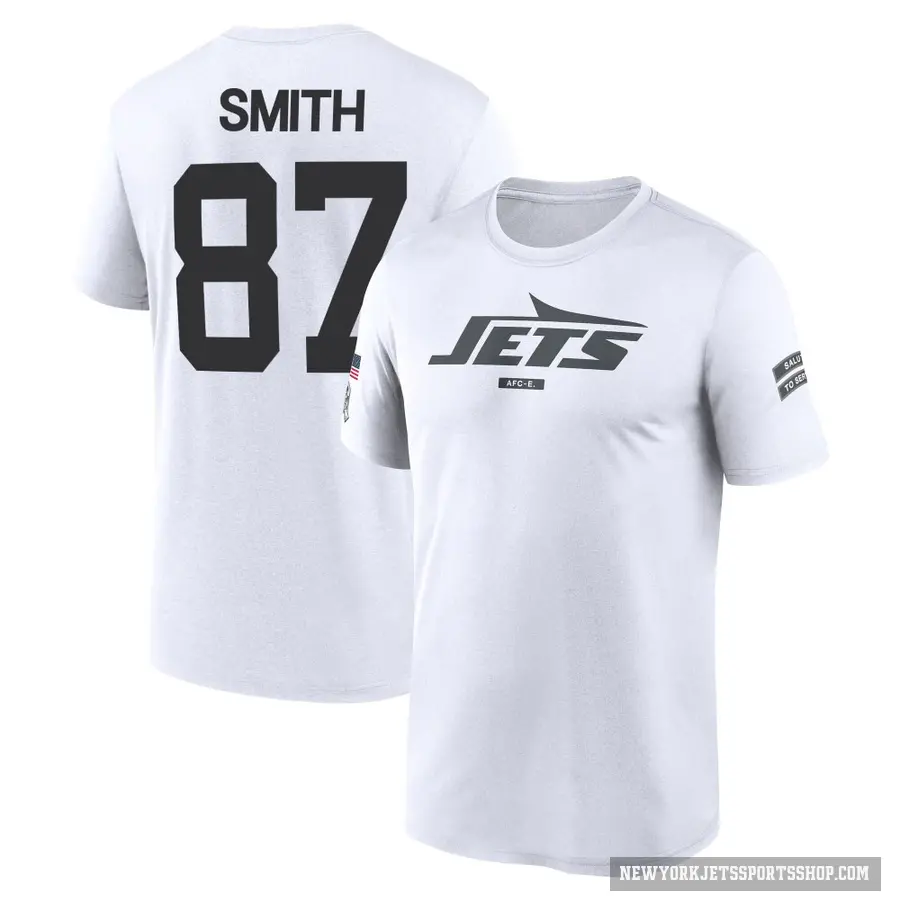 Youth ＃87 Brandon Smith New York Jets White 2024 Salute to Service Performance T-Shirt