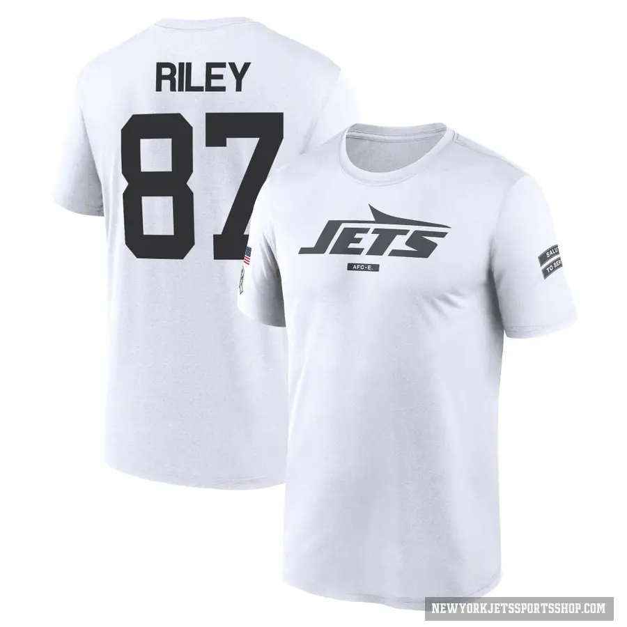 Youth ＃87 Marcus Riley New York Jets White 2024 Salute to Service Performance T-Shirt