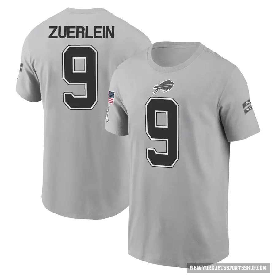 Youth ＃9 Greg Zuerlein New York Jets Gray 2024 Salute to Service T-Shirt