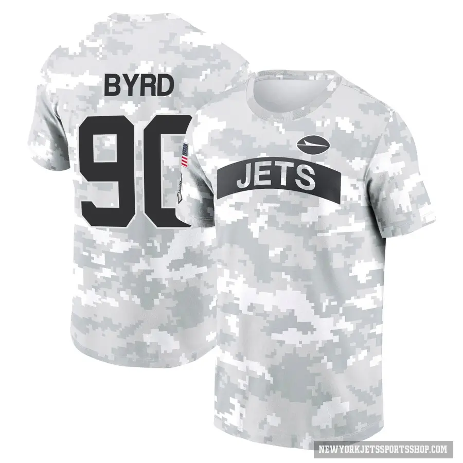Youth ＃90 Dennis Byrd New York Jets Camo Arctic 2024 Salute to Service Performance T-Shirt