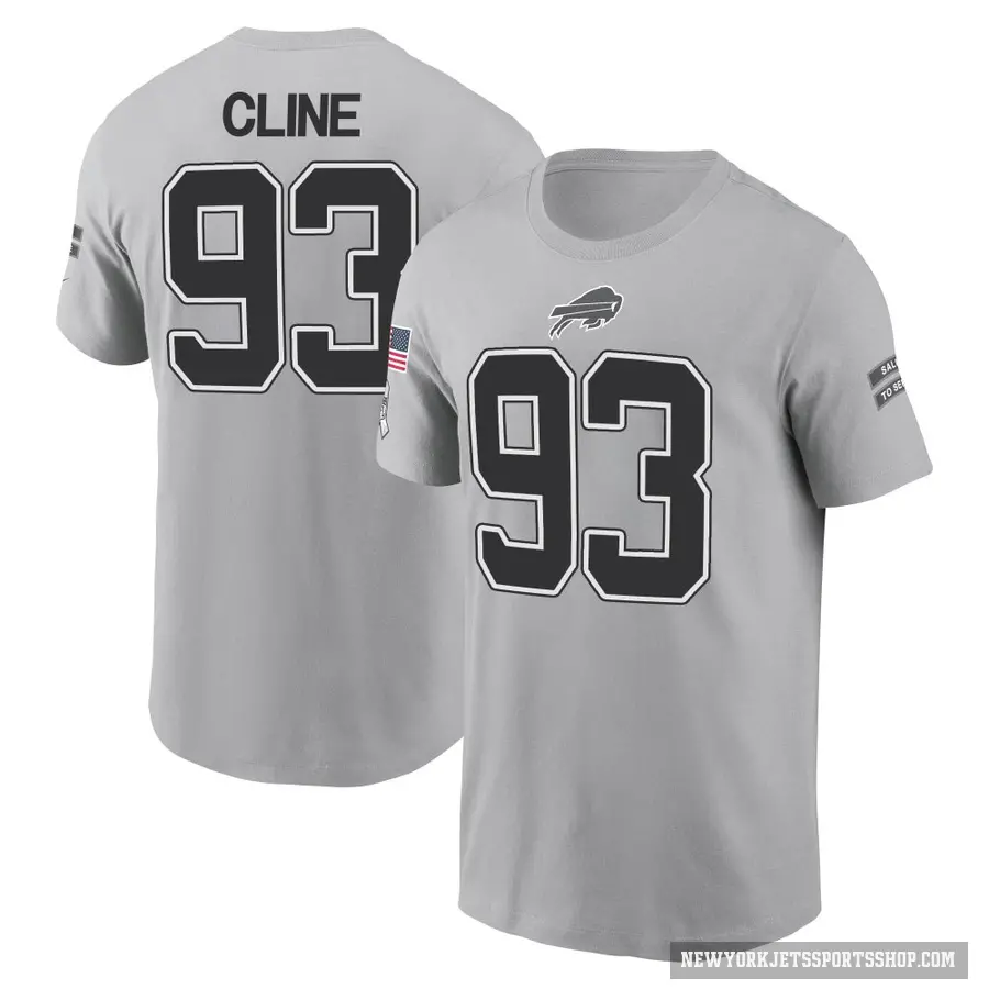 Youth ＃93 Kameron Cline New York Jets Gray 2024 Salute to Service T-Shirt