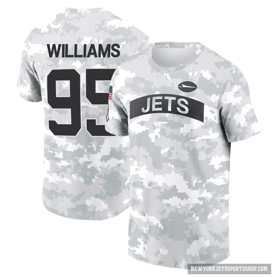 Youth ＃95 Quinnen Williams New York Jets Camo Arctic 2024 Salute to Service Performance T-Shirt