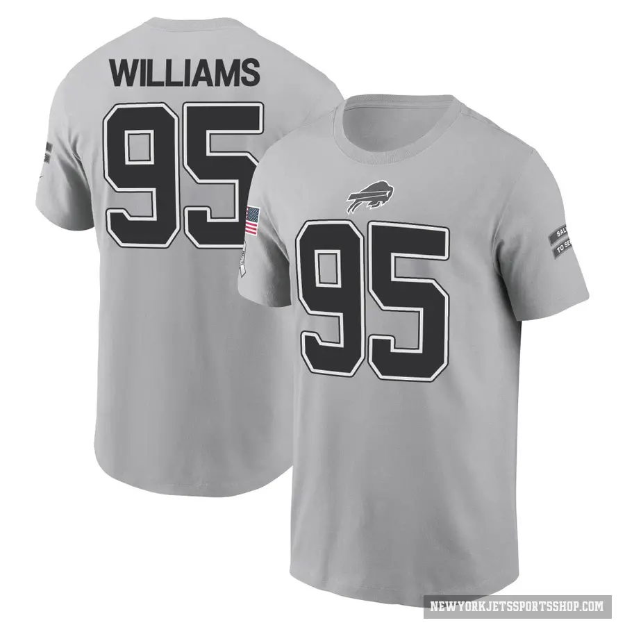 Youth ＃95 Quinnen Williams New York Jets Gray 2024 Salute to Service T-Shirt