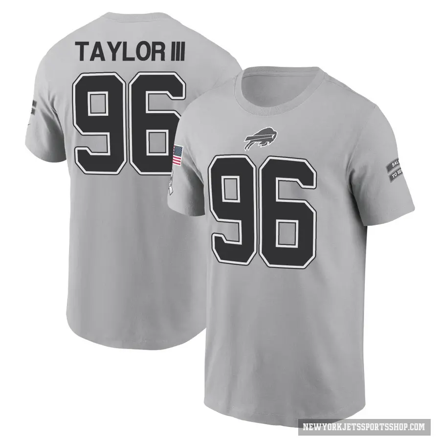 Youth ＃96 Leonard Taylor III New York Jets Gray 2024 Salute to Service T-Shirt